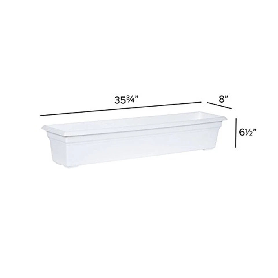 Novedad jardinera de plástico duradero para campo con caja de flores, blanca, 36 pulgadas Foto 2 de 4