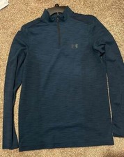 Men Under Armour Fitted Medium 1/4 zip pullover Blue Black