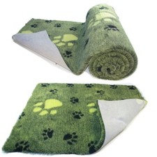Lime Green Large Black Paw High Grade Vet Bedding Non-Slip back Bed Fleece for