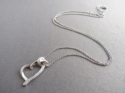 VINTAGE ELLE STERLING RUBY DIAMOND WRAP HEART PENDANT NECKLACE