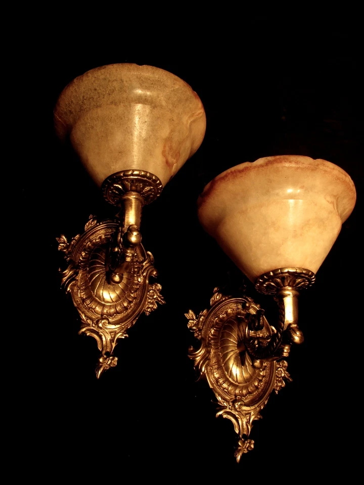 Lámparas Pared Bronce y Blanco Alabastro Sin Latón Foto 3 de 4