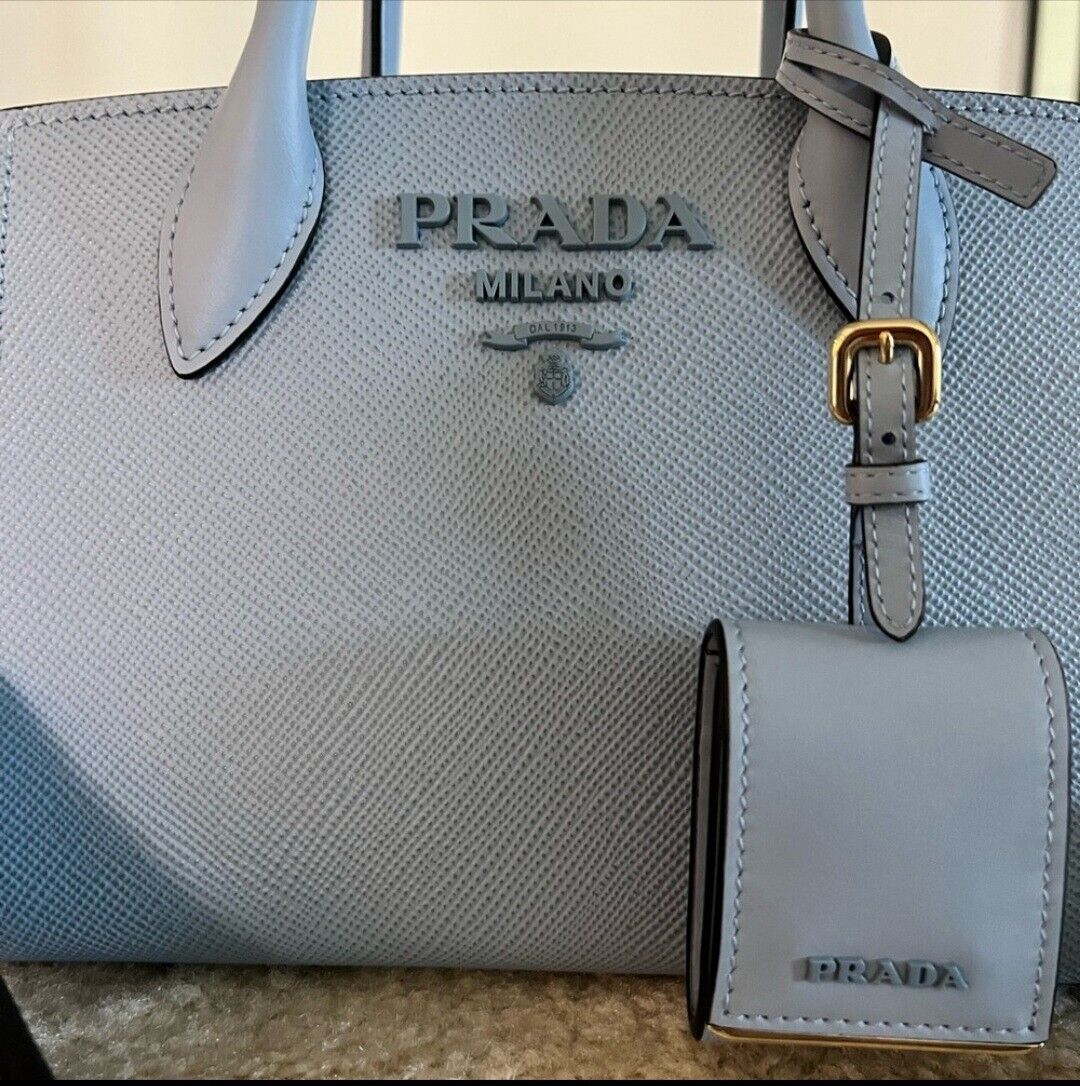 Prada Monochrome Tote Saffiano Leather with City Calfskin Small at 1stDibs