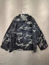 Propper US Army Men Jacket XXL Gray Camo Cotton Blend Long Sleeve Button Up