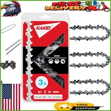 Low Kickback 12-Inch Semi-Chisel Chainsaw Chain for Stihl - 3 Count, .043" Gauge