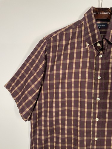 AQUASCUTUM OF LONDON Short Sleeve House Check Shirt | Brown Purple | Medium - Picture 2 of 15