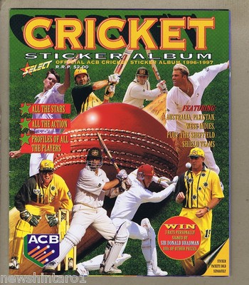 #JJ. SELECT ACB  1996-1997 SEASON CRICKET STICKER BOOK WITH UNMOUNTED STICKERS