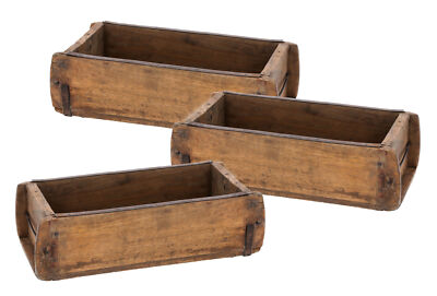 Ziegelform Holzkiste Used Look 30x15 cm - 3er Set - Vintage Deko Alt Holz Kiste