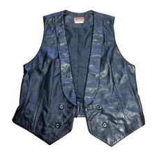 Vintage Bagatelle Sports Women's 100% Leather Biker Vest Size 12 Black Lined