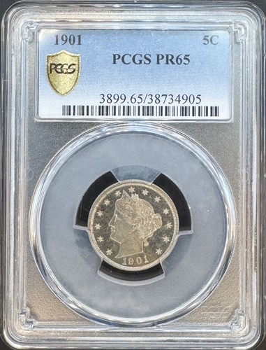 1901 5C (Proof) Liberty Head Five Cents PCGS Gold Shield PR65 3899 - Picture 2 of 6