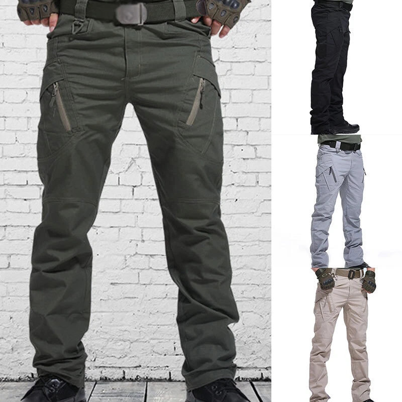 Men Work Cargo Tactical Combat Pants Outdoor Hiking Waterproof Trousers Military