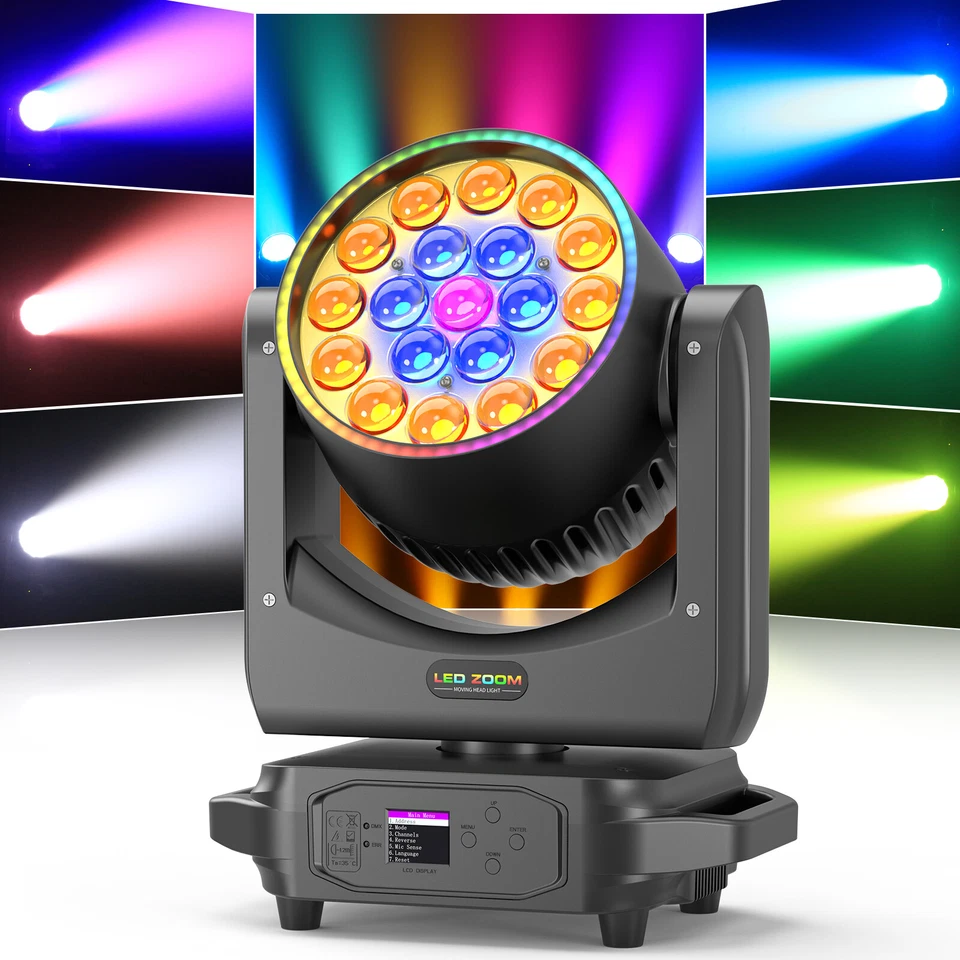 12PCS 19x20W LED Moving Head Lights RGBW  Stage Light with Zoom Beam Wash Effect - Image 3 of 4