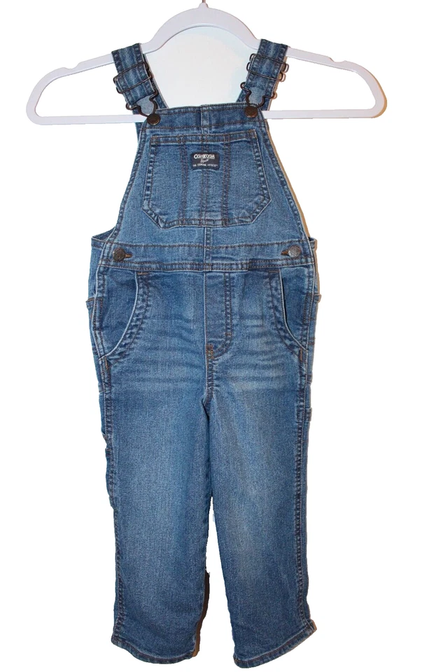 Винтажный детский OSHKOSH B'GOSH синий джинсовый комбинезон размер 3T ребенка ясельного возраста джинсовой ткани Dungarees Vestbak - Изображение 2 из 4