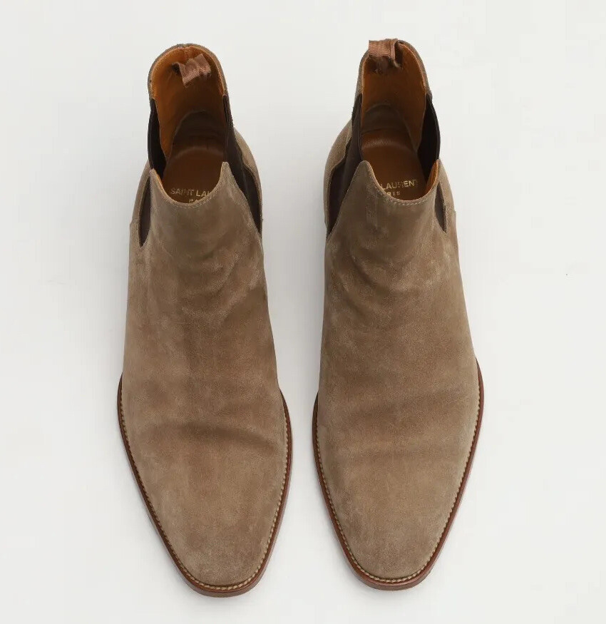 Stivali da uomo Saint Laurent 'Wyatt' Chelsea taglia 40 US 7 in marrone Sigaro