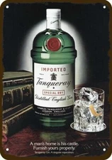 1981 TANQUERAY ENGLISH DRY GIN Vintage-Look-Edge *DECORATIVE REPLICA METAL SIGN*