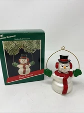 Vintage 1989 Hallmark Christmas Ornament Wiggly Snowman With Movement Tap Head