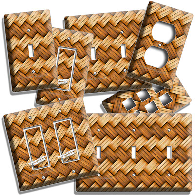 RUSTIC WICKER STRAW STYLE LIGHT SWITCH OUTLET WALL PLATES KITCHEN BATHROOM DECOR