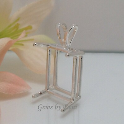 Sterling Silver Emerald Cast Wire Pre-Notched Pendant Setting (5x3mm- 30x22mm)