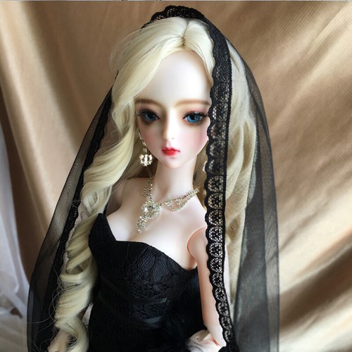62cm Fashion Bride 1/3 BJD Doll with Black Wedding Dress Blue Eyes Openable Head - Picture 8 of 9