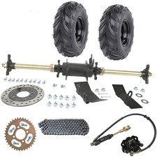 28" Rear Axle Hub Kit 420 Sprocket Brake Assembly Wheels ATV Quad Go Kart Buggy