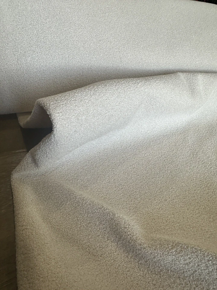 Ivory Cream Chenille Upholstery Fabric 1.75 yard remnant 54"  off white - Image 2 of 3