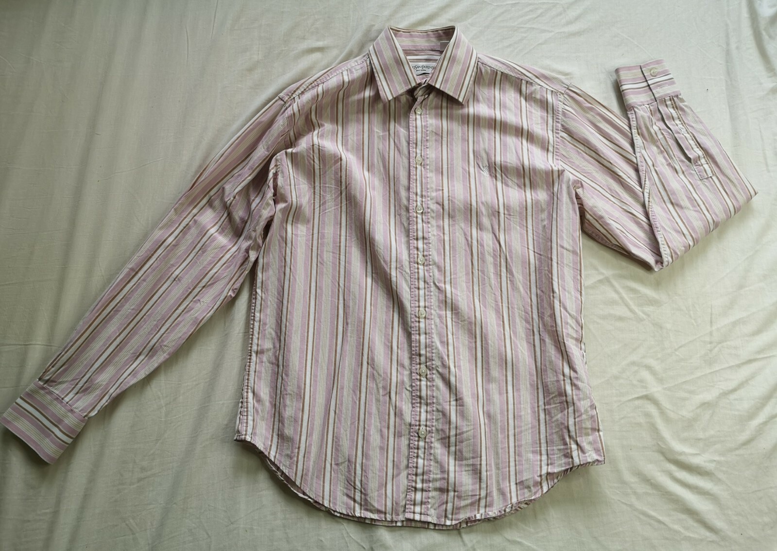 Camicia uomo Yves Saint Laurent a righe cotone LS taglia M media usata condizioni