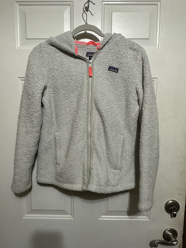 Kids PATAGONIA Full Zip Off- White Fleece Jacket GIRLS XXL (16-18) Hooded