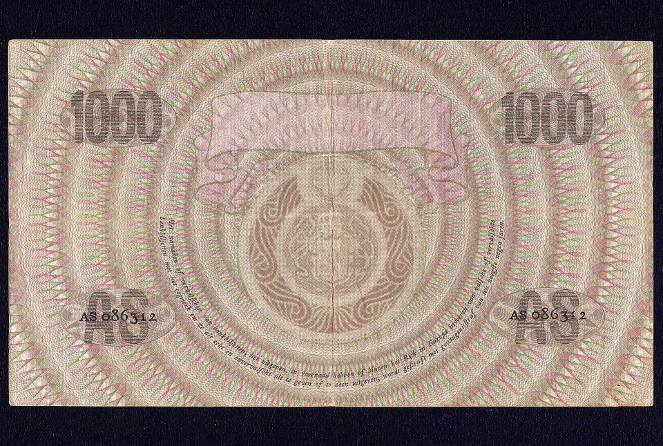 Netherlands 1000 Gulden 1938  P-48  VF - Image 2 of 2