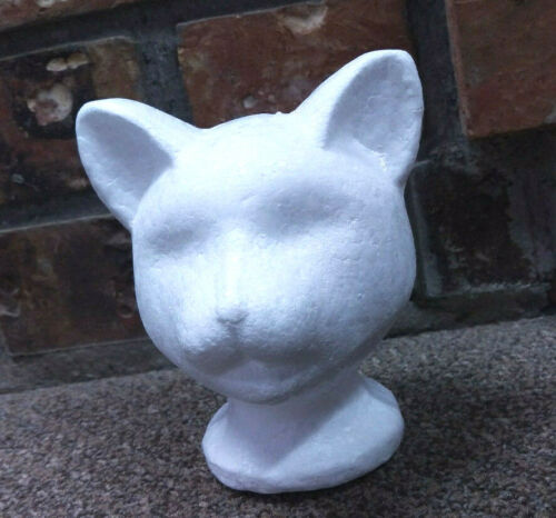 New! Styrofoam Cat Head - Cool Cat Mannequin Head! decorate or leave white NEATO - Picture 2 of 8