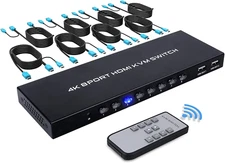 8 in 1 Out KVM with IR Remote and 8 KVM Cables 8 Port USB HDMI Switches