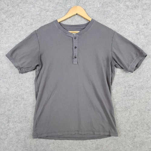 Imogene & Willie Mens's Dark Gray Henley Size S Short Sleeves 100% Cotton Preppy