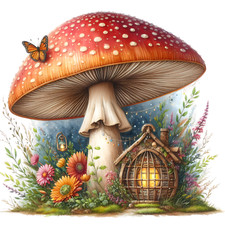 Wall decal sticker mushroom wall sticker 18 x 18 cm large