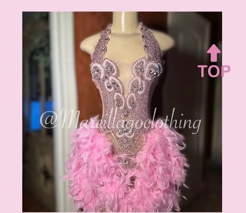 embellished feathered dress