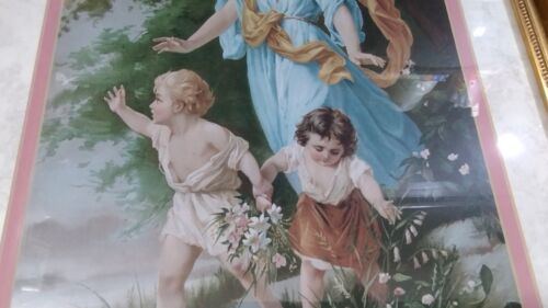 Vintage The Protecting Angel(Guardian Angel) Framed Picture,31x17! - Picture 5 of 11