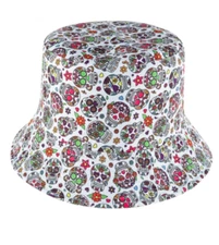 White Sugar Skull Reversible Bucket Hat