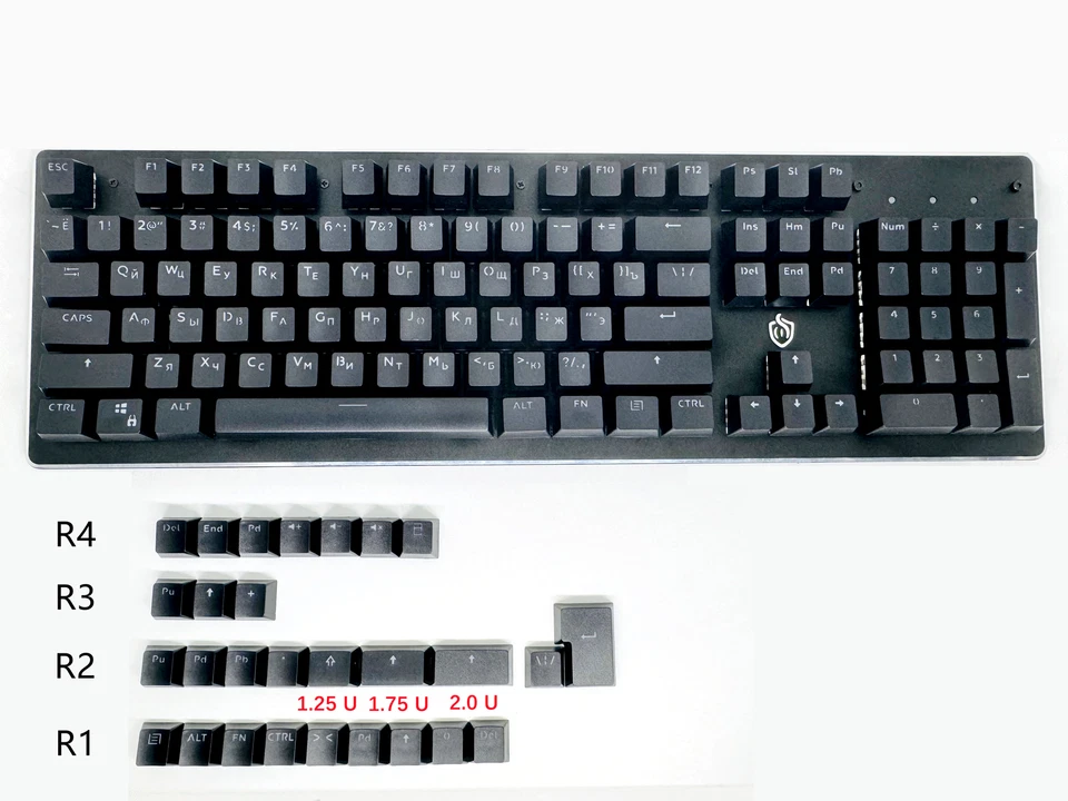 132 Keys Russian Backlit Keycaps Set Black OEM Keycap for MX Swittch Keyboards - Image 3 of 4
