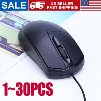 USB 2.0 Optical Wired Scroll Wheel Mouse  PC Laptop Notebook Desktop Black Lot