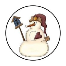 48 CUTE COUNTRY CHRISTMAS SNOWMAN ENVELOPE SEALS LABELS STICKERS 1.2" ROUND
