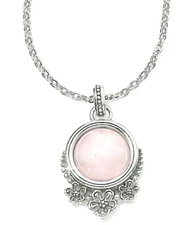 NWT Brighton SAKURA Light Pink Quartz Silver Pedant Necklace MSRP $48