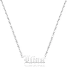 Classic Old English Libra Zodiac Necklace – Stylish Horoscope Jewelry for New