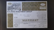 Warrant na 1000 akcji 1971 Builders Investment Group, Floryda