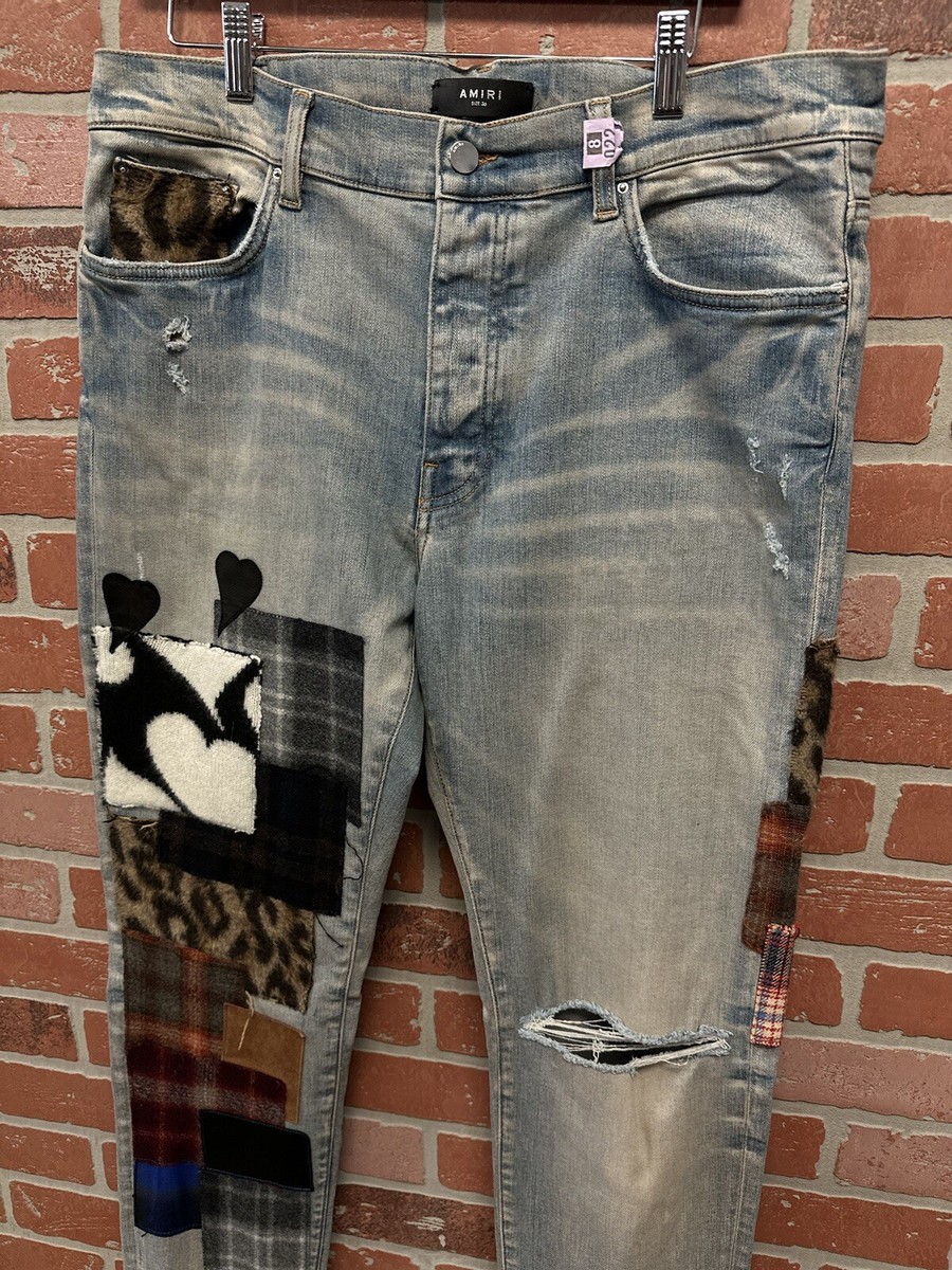 Jeans Homme Amiri Taille 32 Noir - Denim Lavable Avec Patch - Occasion Très Bon état