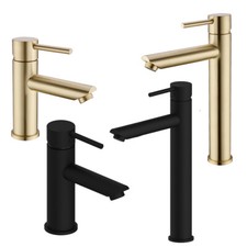 Bathroom Brass Basin Mixer Taps Deck Mounted Sink Facuet Black / Brushed Gold