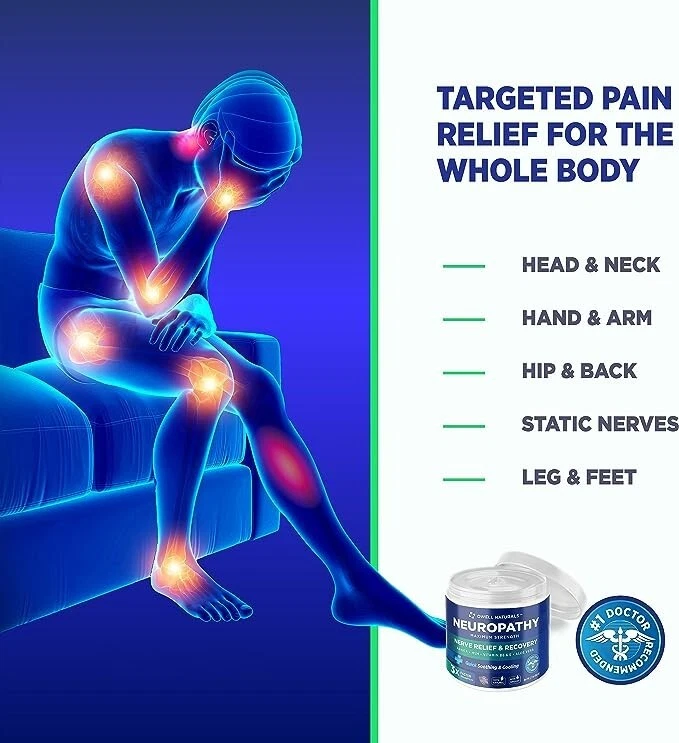 Crema para aliviar el dolor nervioso neuropatía OWELL NATURALS para pies, piernas, fuerza máxima Foto 2 de 4
