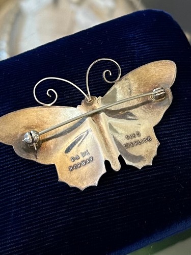Vintage David Andersen Norway Sterling Silver & Glass Enamel Butterfly Brooch - Picture 5 of 7