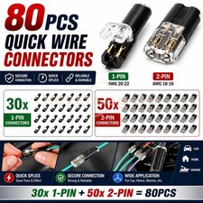 80 PCS Plug-In Quick Wire Connectors, Reusable Clamp Terminal Blocks for Cables