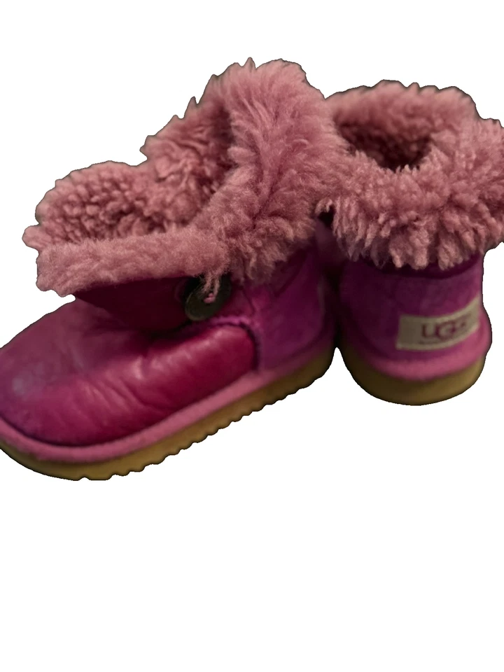 Ugg Bebé Niño Botas Botines Niñas Rosa Magenta EU 22.5, US 6 Botón Bailey Foto 4 de 4