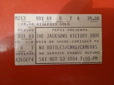 Ticket The Jacksons – Victory Tour 13 octobre 1984 Chicago, USA