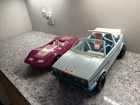 Vintage Barbie Car Lot Pink Sports Car & Blue Convertible SUV (Late 1980s–1990s)
