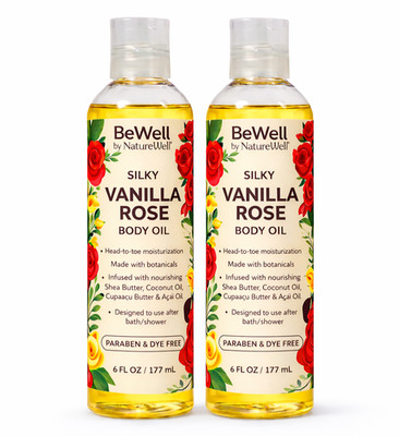 BeWell by NatureWell Vanilla Rose Nourishing &Silky Soft Body Oil, 2 Pack(6oz)  