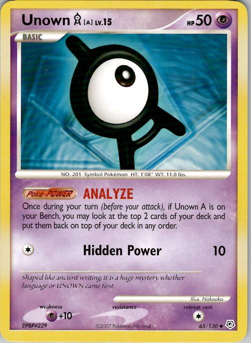Unown [A] Diamond and Pearl 65/130 Normal LP/NM